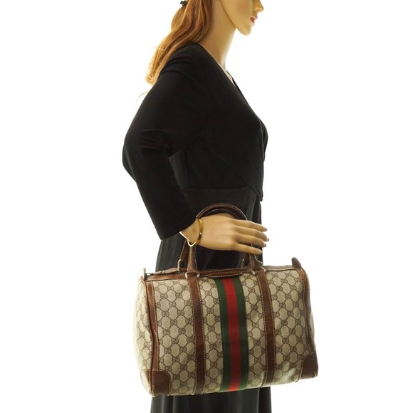 Auth Gucci Hand Bag Brown Leather #29012G13 - Picture 2 of 13